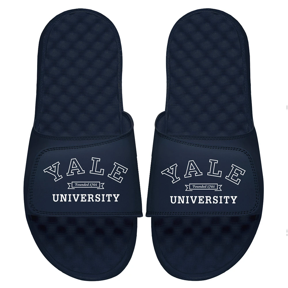 Men's ISlide Navy Yale Bulldogs Banner Logo Slide Sandals