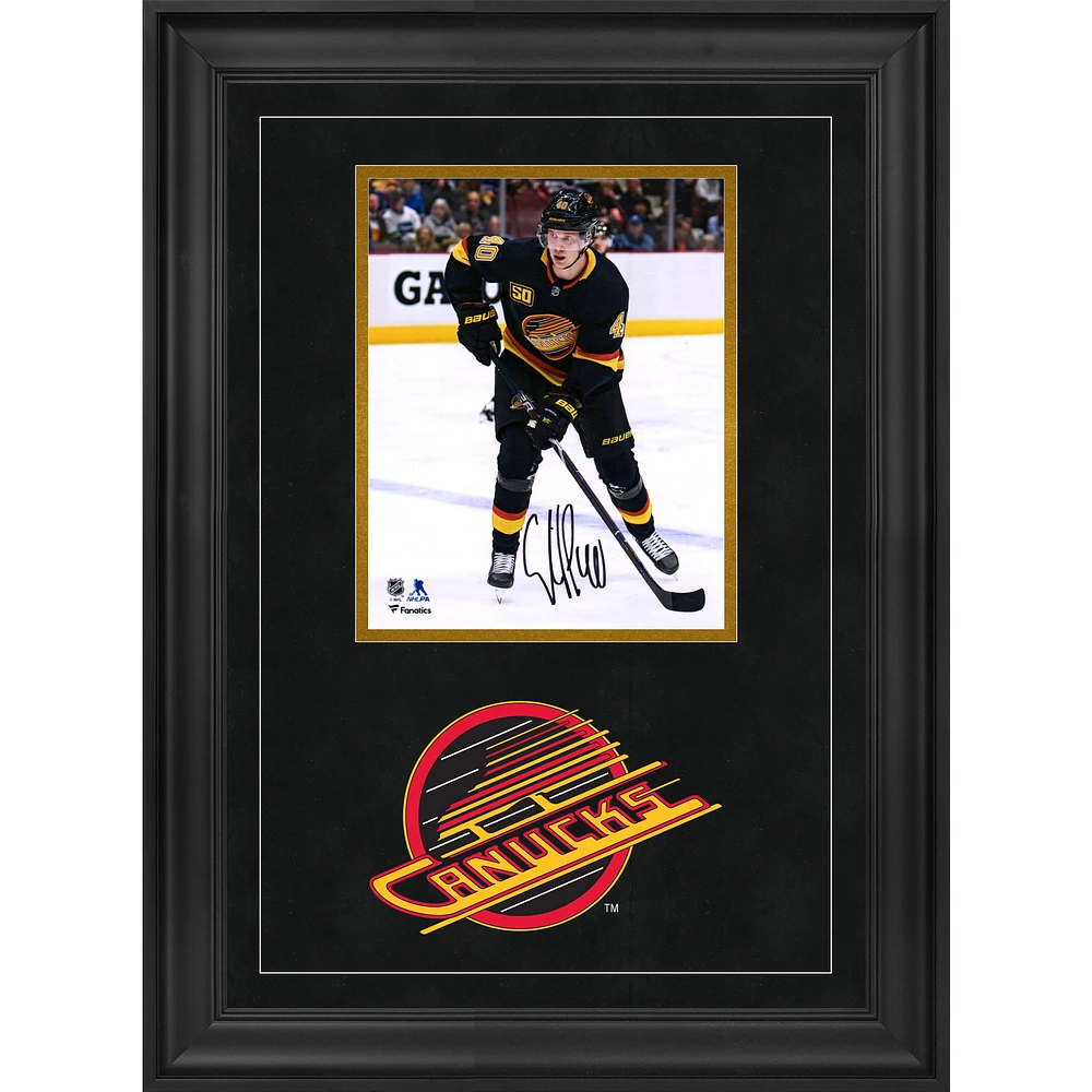 Elias Pettersson Vancouver Canucks Deluxe Framed Autographed 8" x 10" Black Alternate Jersey Skating Photograph
