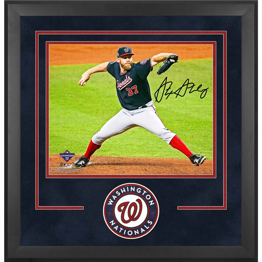 Stephen Strasburg Washington Nationals Deluxe Framed Autographed 16" x 20" 2019 World Series Champions World Series Pitching Photograph
