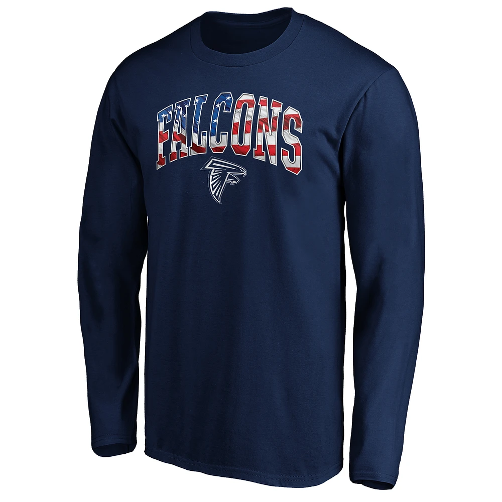 Men's Navy Atlanta Falcons Banner Wave Long Sleeve T-Shirt