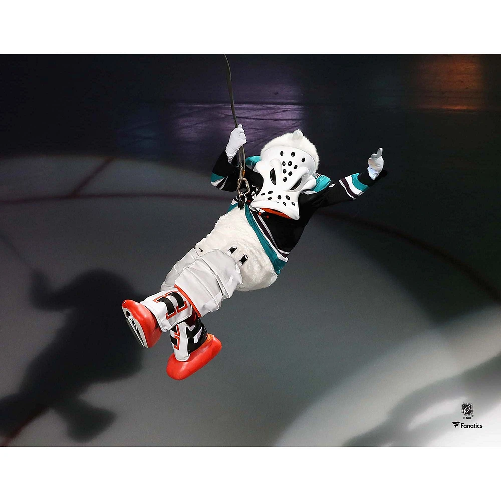 Wild Thing Anaheim Ducks Unsigned Pregame Rappelling Entrance Photograph
