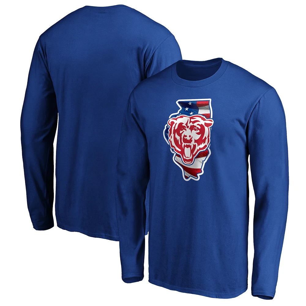 Men's Royal Chicago Bears Banner State Long Sleeve T-Shirt