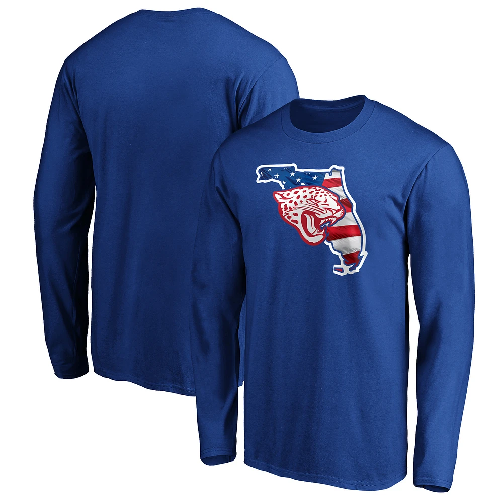 Men's Royal Jacksonville Jaguars Banner State Long Sleeve T-Shirt