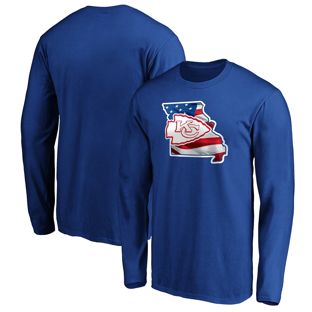Men's Royal Kansas City Chiefs Banner State Long Sleeve T-Shirt
