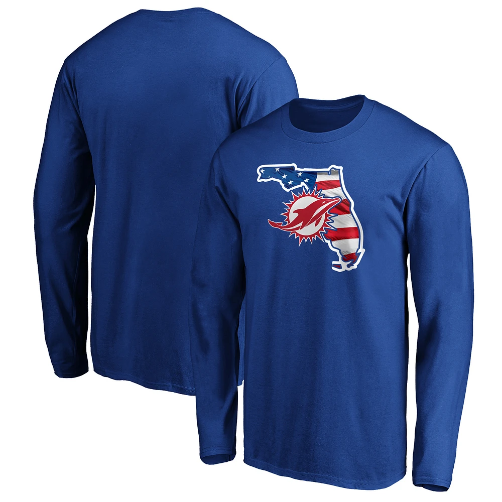 Men's Royal Miami Dolphins Banner State Long Sleeve T-Shirt