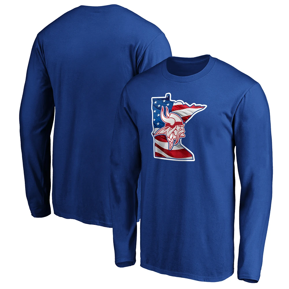 Men's Royal Minnesota Vikings Banner State Long Sleeve T-Shirt