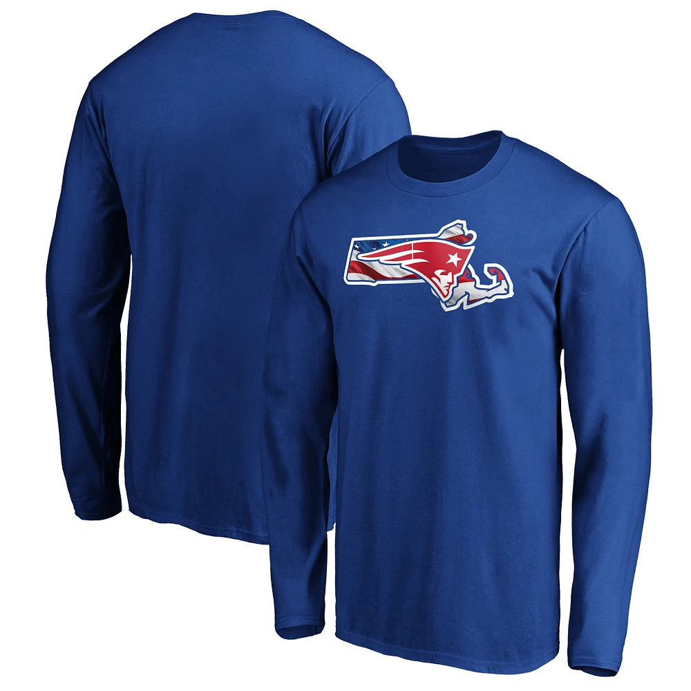 Men's Royal New England Patriots Banner State Long Sleeve T-Shirt