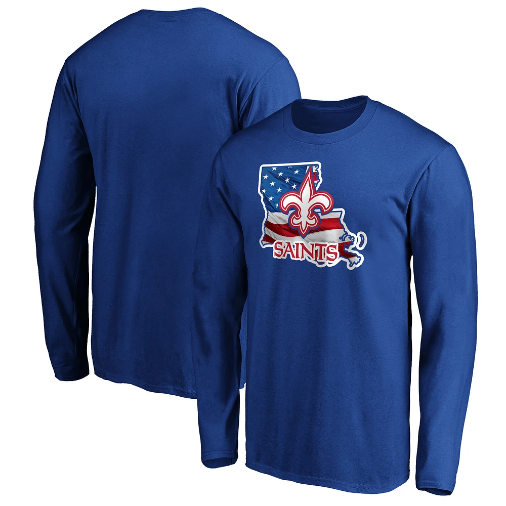 Men's Royal New Orleans Saints Banner State Long Sleeve T-Shirt