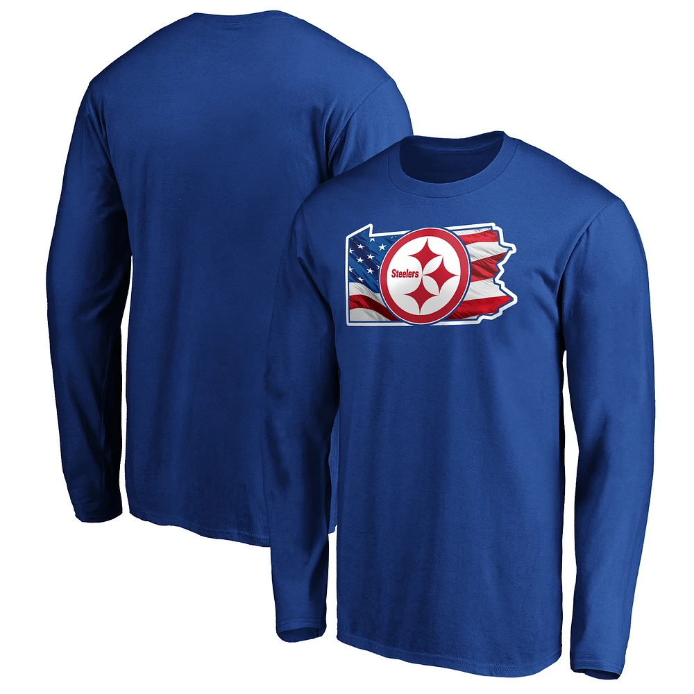 Men's Royal Pittsburgh Steelers Banner State Long Sleeve T-Shirt
