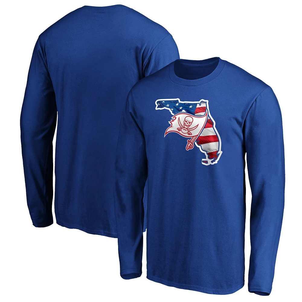 Men's Royal Tampa Bay Buccaneers Banner State Long Sleeve T-Shirt