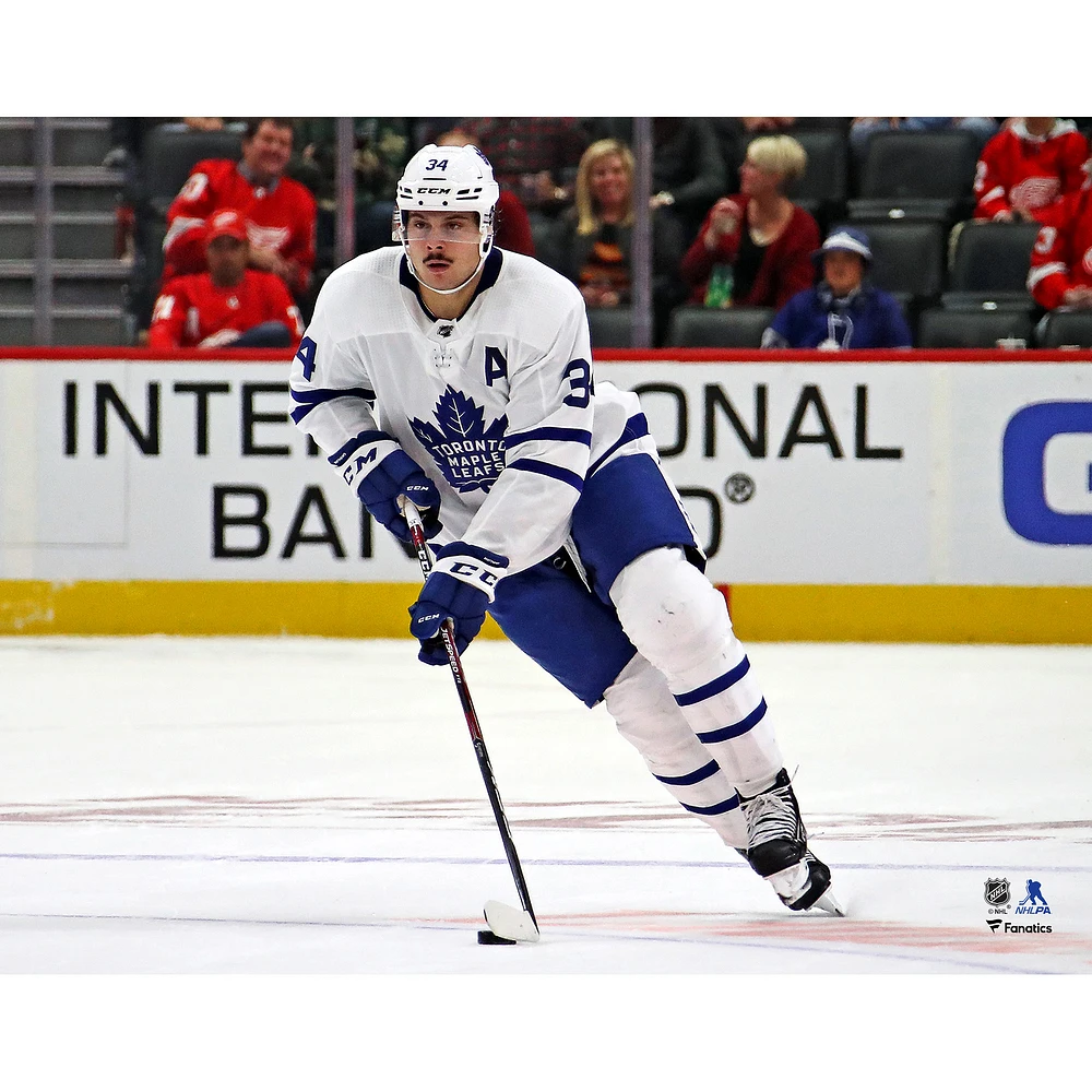 Auston Matthews Toronto Maple Leafs Unsigned White Jersey Skating Photograph