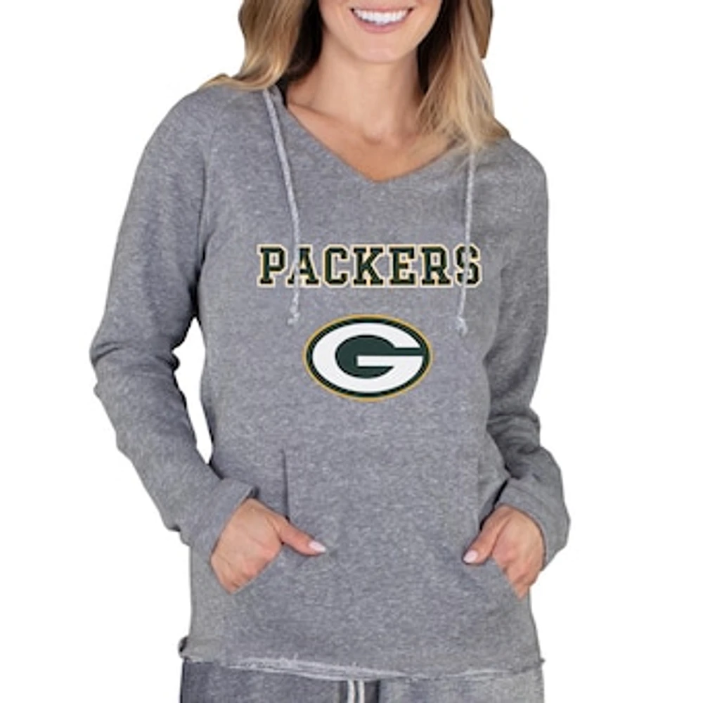 Women's Concepts Sport Gray Green Bay Packers Mainstream Tri-Blend Raglan Hoodie V-Neck Top