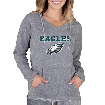 Women's Concepts Sport Gray Philadelphia Eagles Mainstream Tri-Blend Raglan Hoodie V-Neck Top