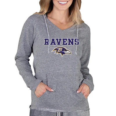 Women's Concepts Sport Gray Baltimore Ravens Mainstream Tri-Blend Raglan Hoodie V-Neck Top
