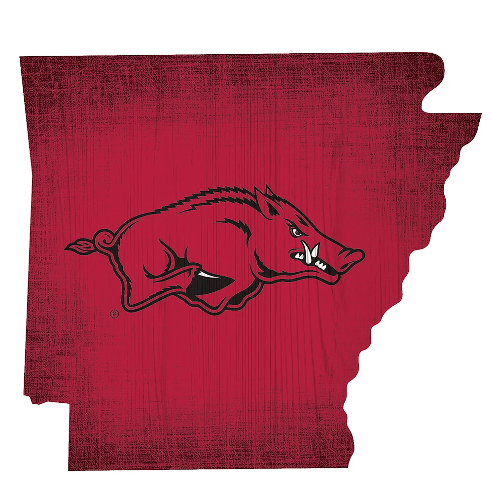 Arkansas Razorbacks 12" Logo State Sign