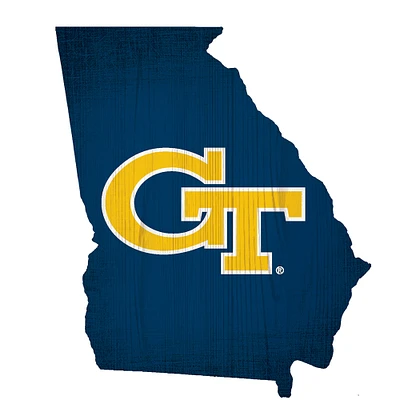 Georgia Tech Yellow Jackets 12" Logo State Sign