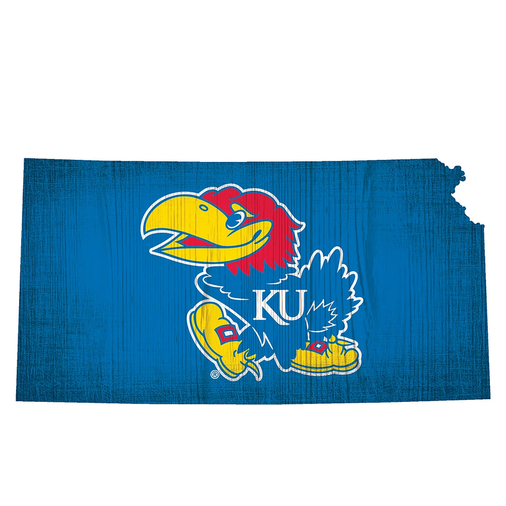 Kansas Jayhawks 12" Logo State Sign