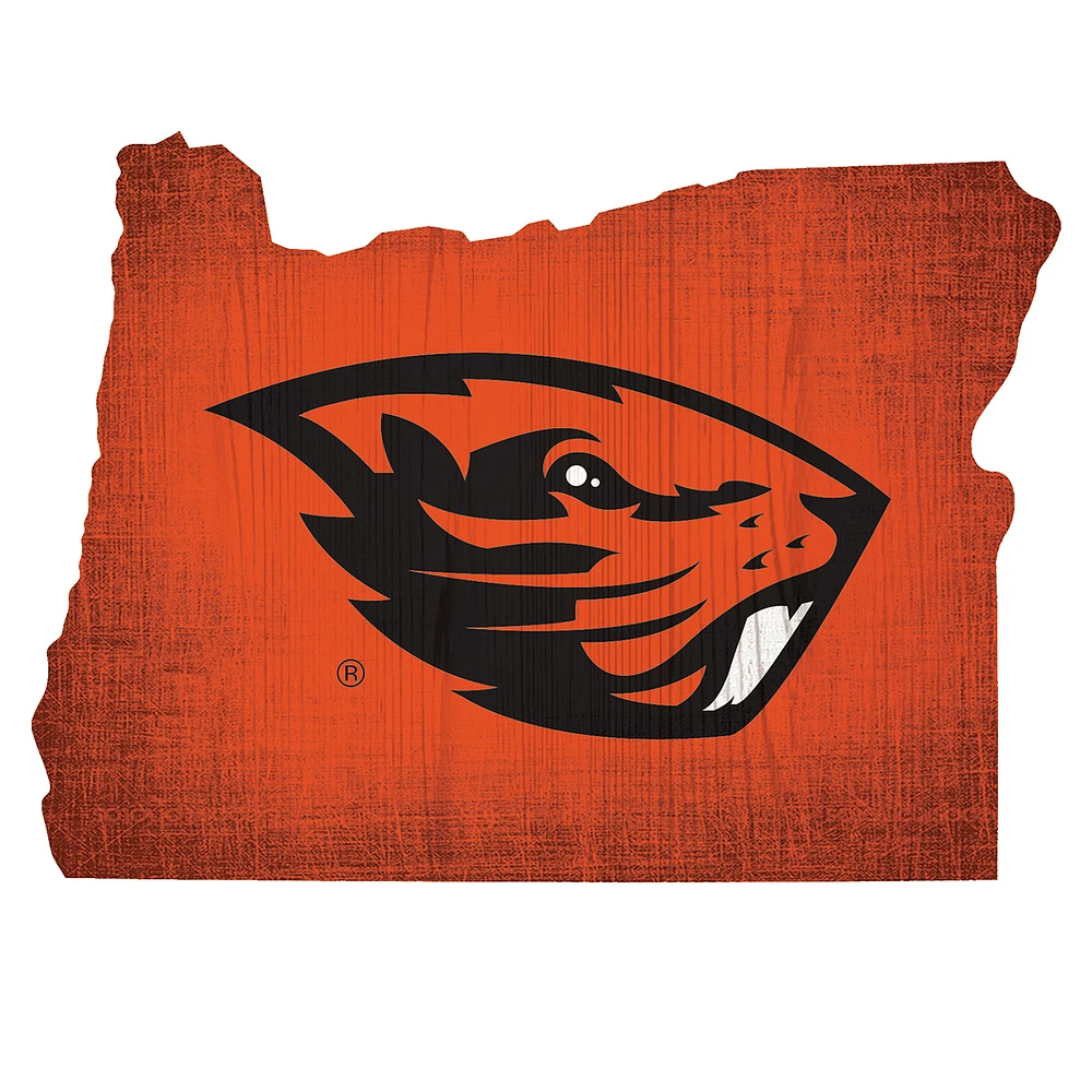 Oregon State Beavers 12" Logo State Sign