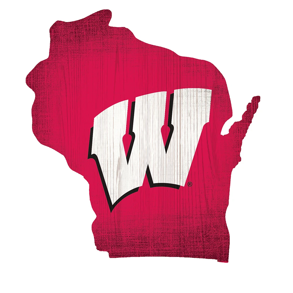 Wisconsin Badgers 12" Logo State Sign