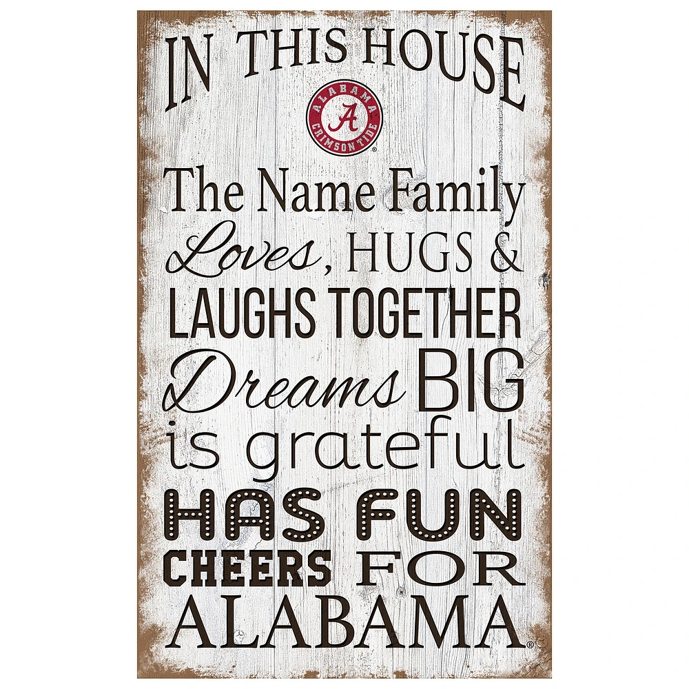 Alabama Crimson Tide Personalized 11" x 19" In This House Sign