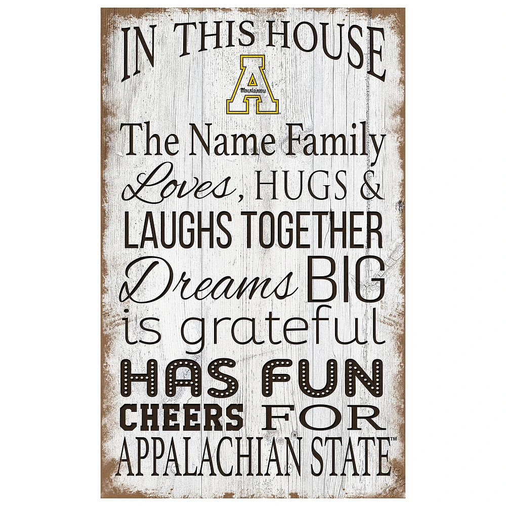 Appalachian State Mountaineers Personalized 11" x 19" In This House Sign