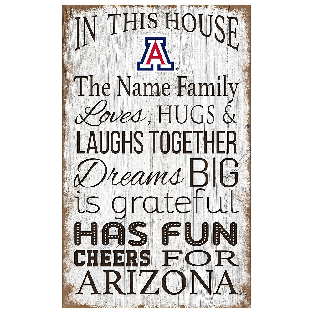 Arizona Wildcats Personalized 11" x 19" In This House Sign