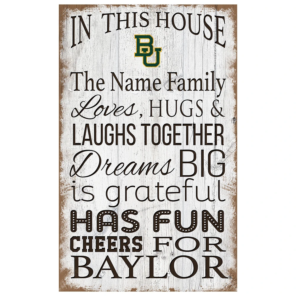 Baylor Bears Personalized 11" x 19" In This House Sign