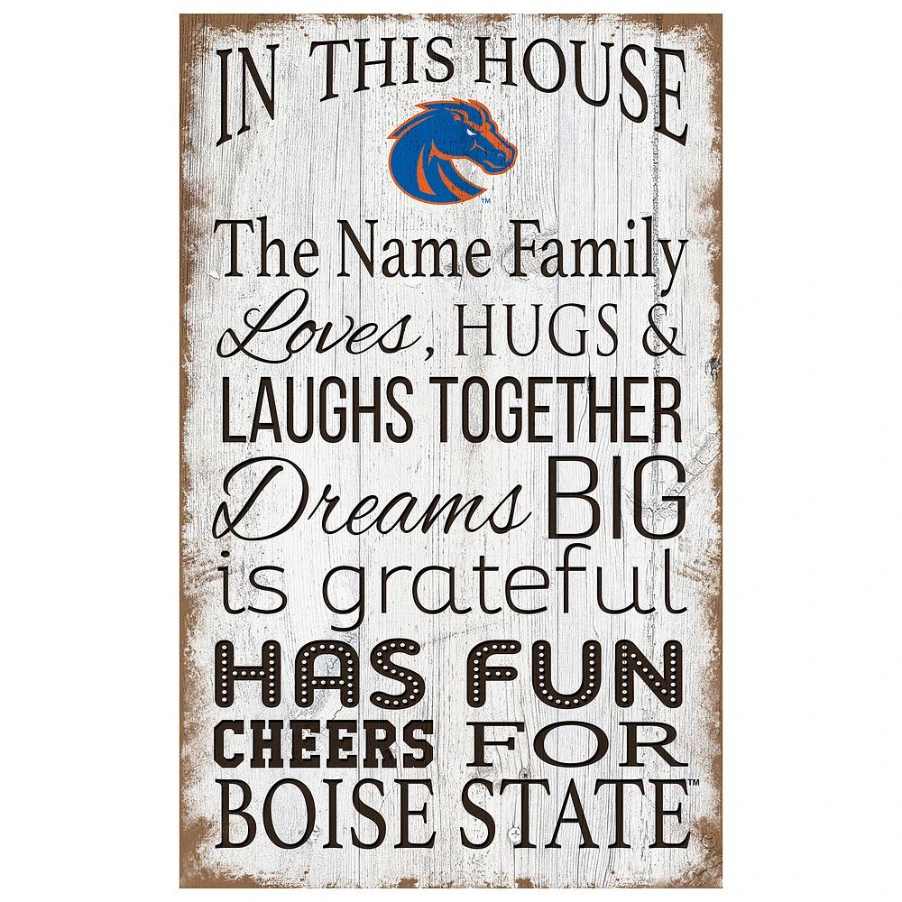 Boise State Broncos Personalized 11" x 19" In This House Sign