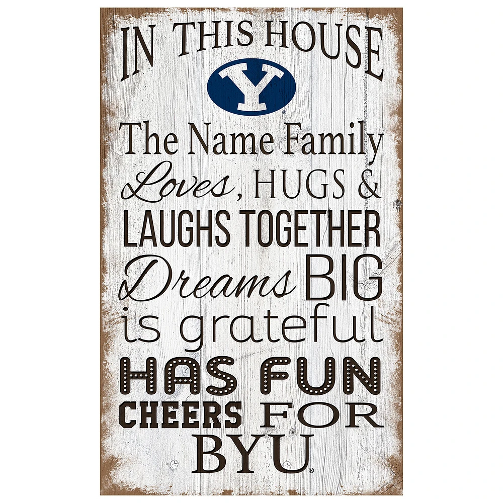 BYU Cougars Personalized 11" x 19" In This House Sign