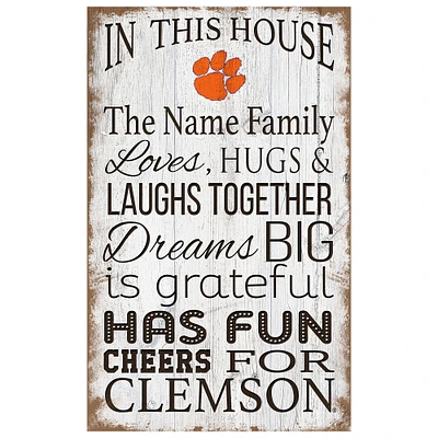 Clemson Tigers Personalized 11" x 19" In This House Sign