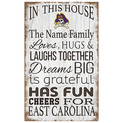 ECU Pirates Personalized 11" x 19" In This House Sign