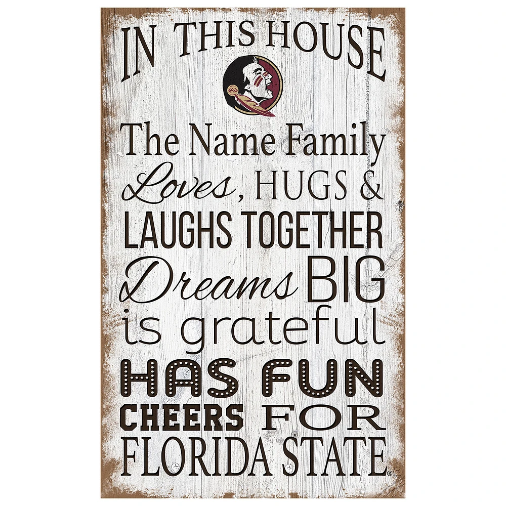 Florida State Seminoles Personalized 11" x 19" In This House Sign
