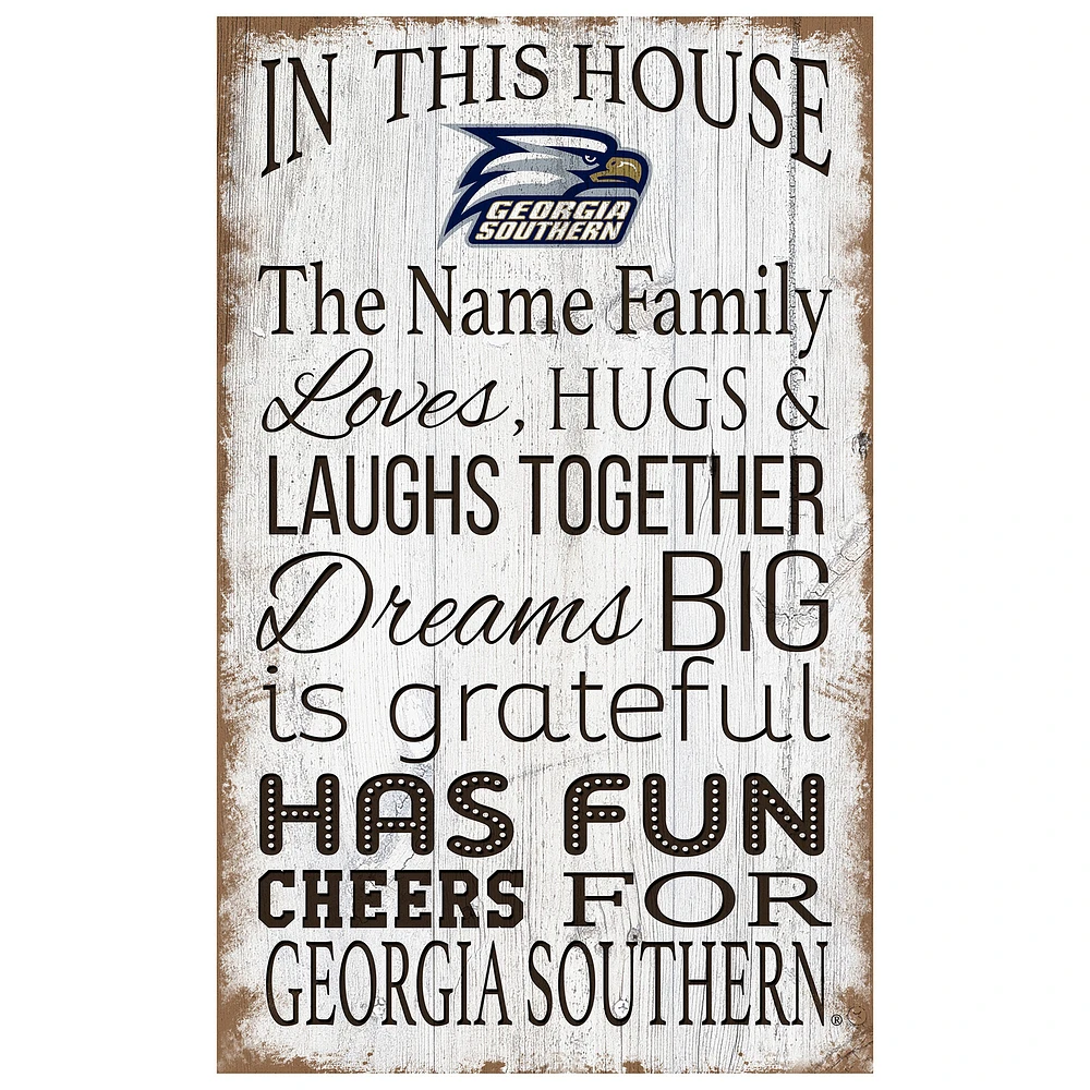Georgia Southern Eagles Personalized 11" x 19" In This House Sign