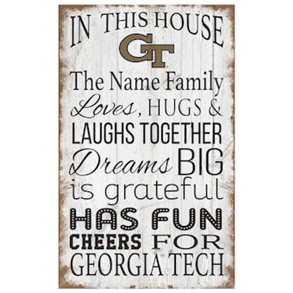 Georgia Tech Yellow Jackets Personalized 11" x 19" In This House Sign