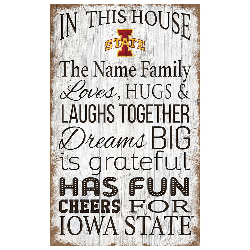 Iowa State Cyclones Personalized 11" x 19" In This House Sign
