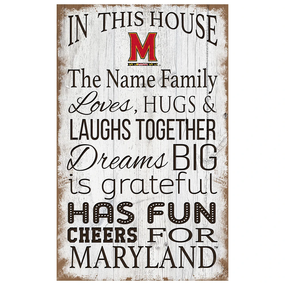 Maryland Terrapins Personalized 11" x 19" In This House Sign