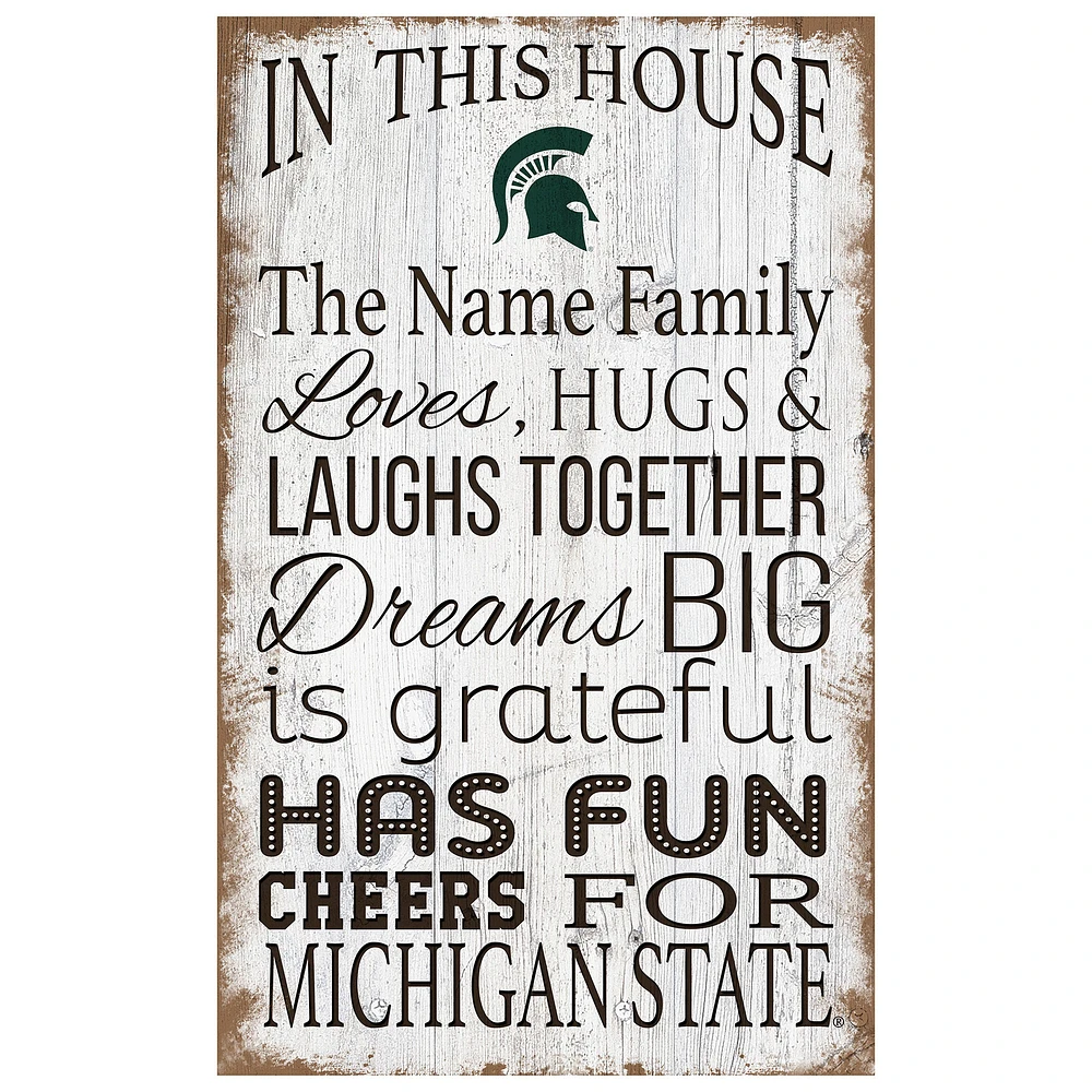 Michigan State Spartans Personalized 11" x 19" In This House Sign
