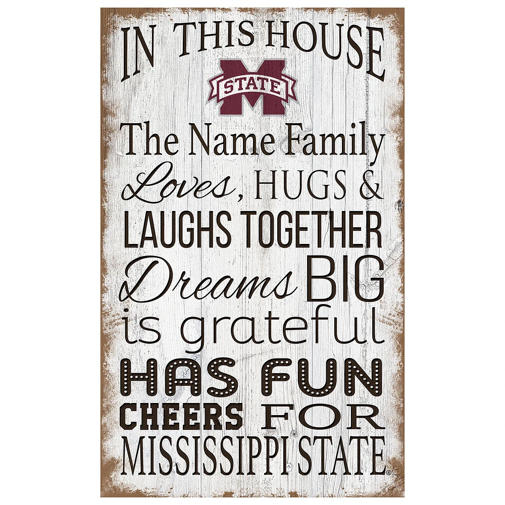 Mississippi State Bulldogs Personalized 11" x 19" In This House Sign