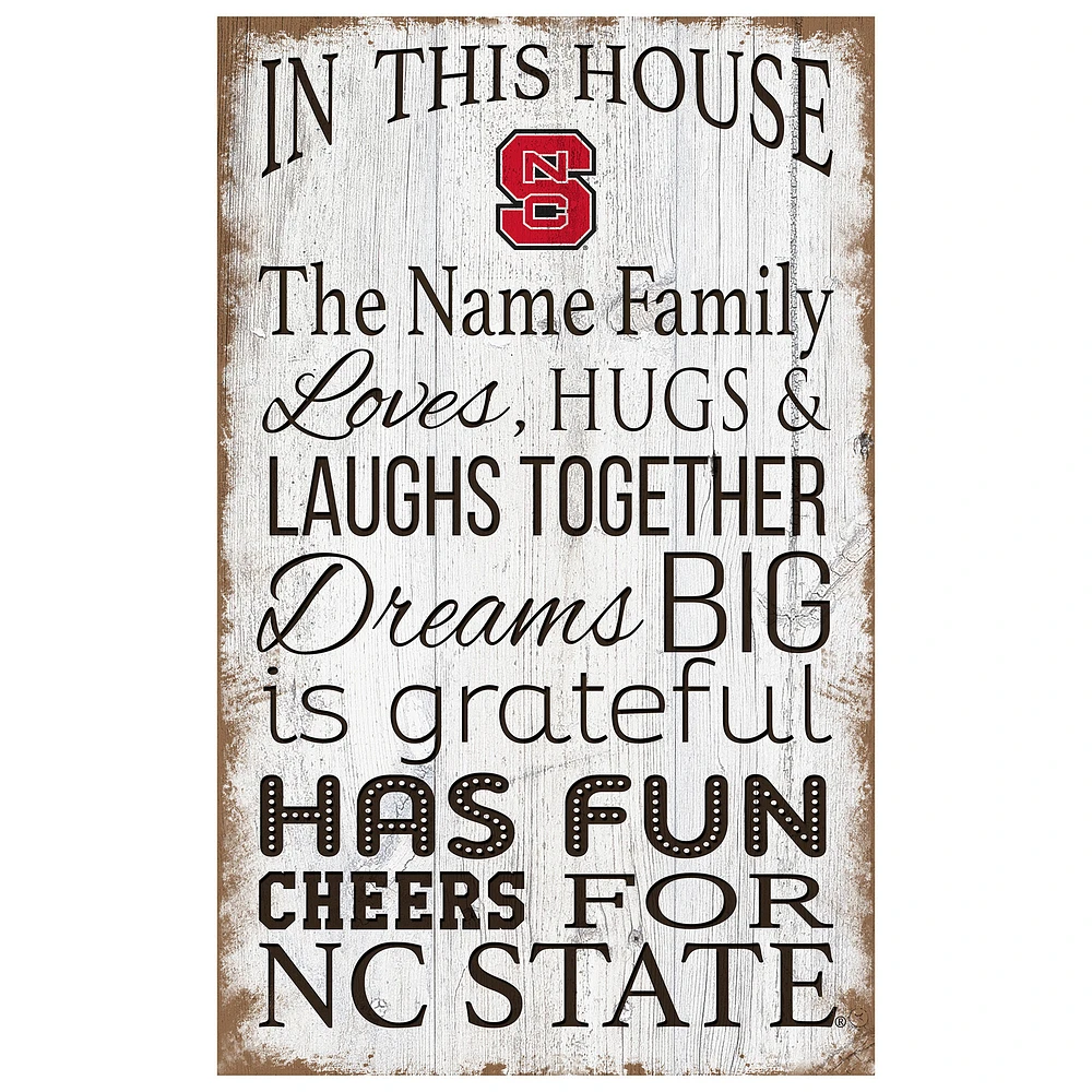 NC State Wolfpack Personalized 11" x 19" In This House Sign