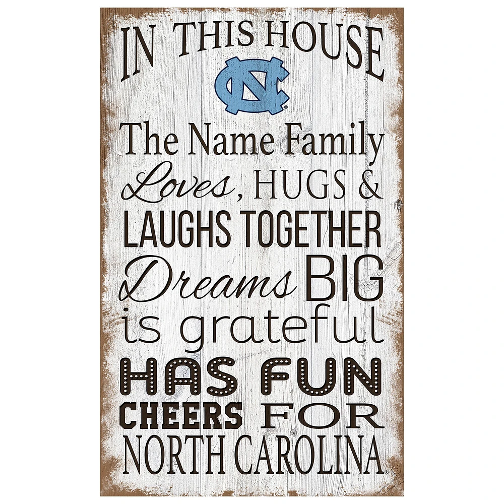 North Carolina Tar Heels Personalized 11" x 19" In This House Sign