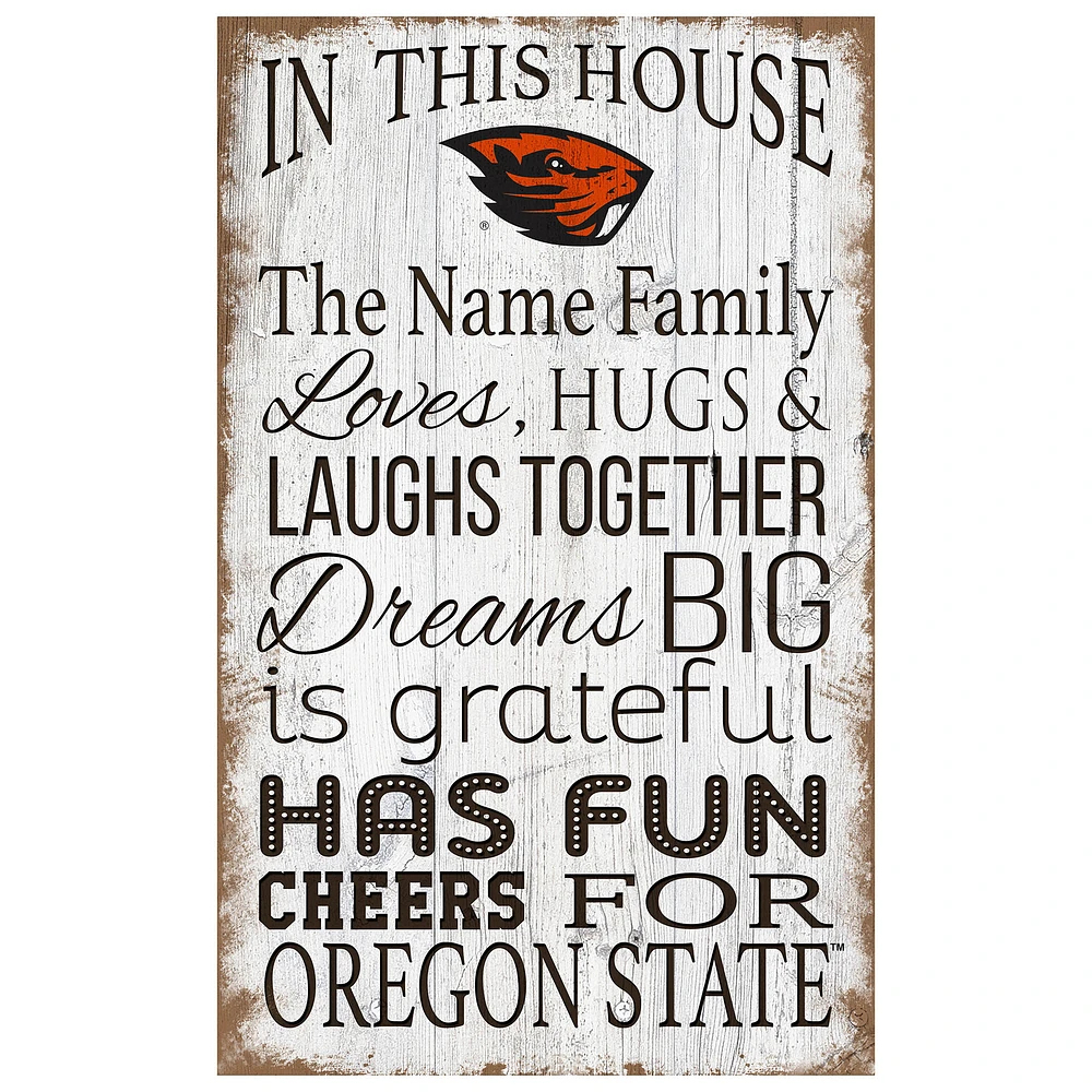 Oregon State Beavers Personalized 11" x 19" In This House Sign