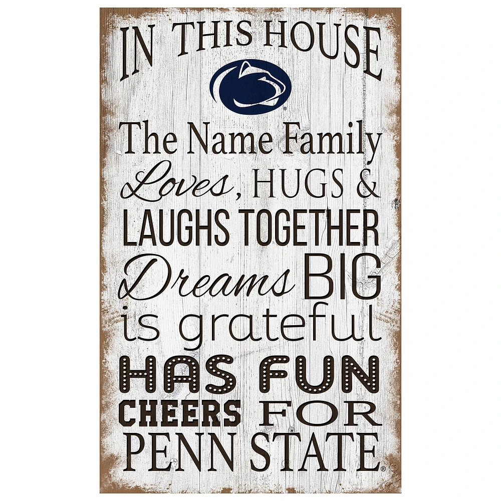 Penn State Nittany Lions Personalized 11" x 19" In This House Sign