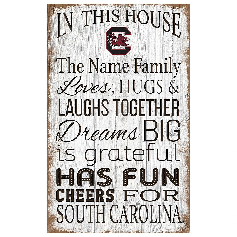 South Carolina Gamecocks Personalized 11" x 19" In This House Sign