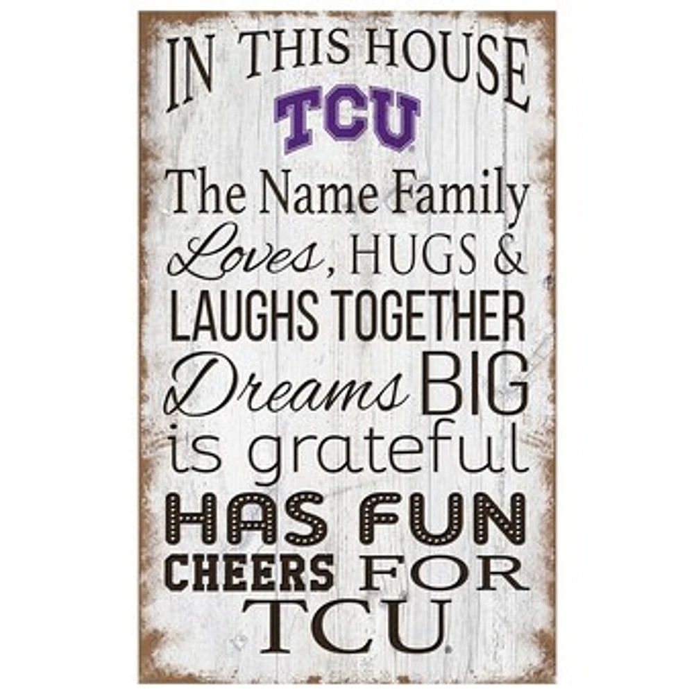 TCU Horned Frogs Personalized 11" x 19" In This House Sign