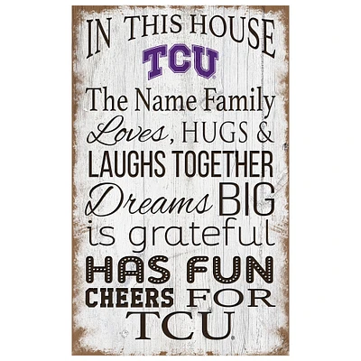 TCU Horned Frogs Personalized 11" x 19" In This House Sign