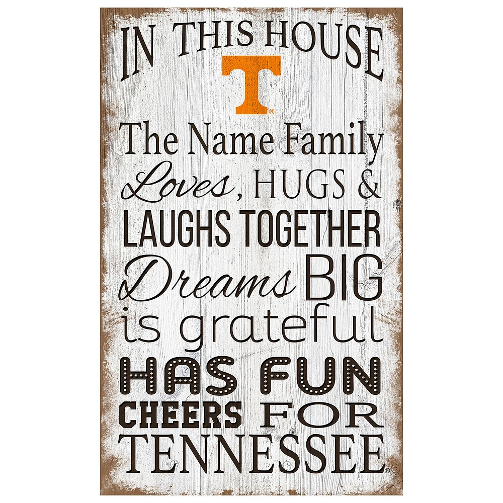 Tennessee Volunteers Personalized 11" x 19" In This House Sign