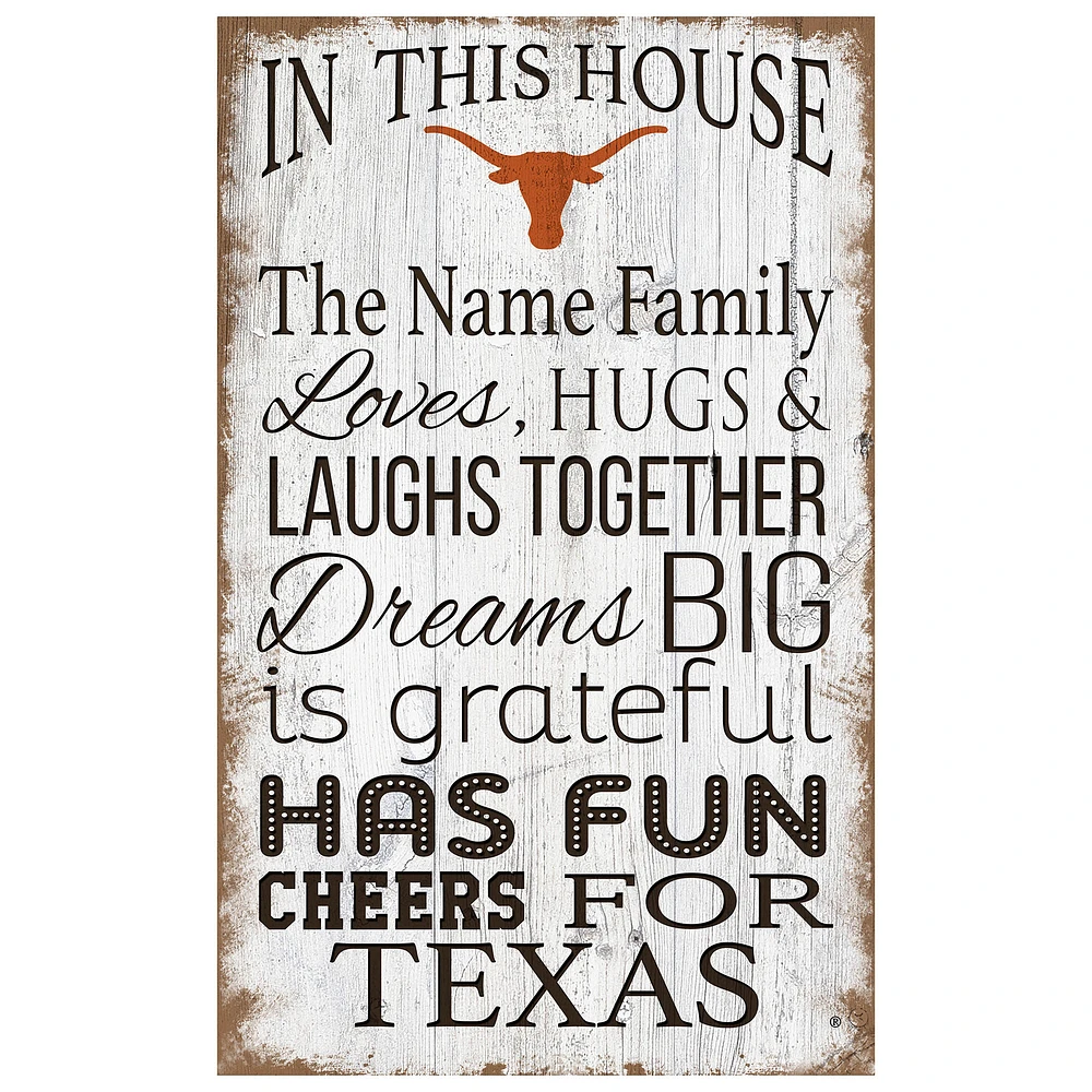 Texas Longhorns Personalized 11" x 19" In This House Sign