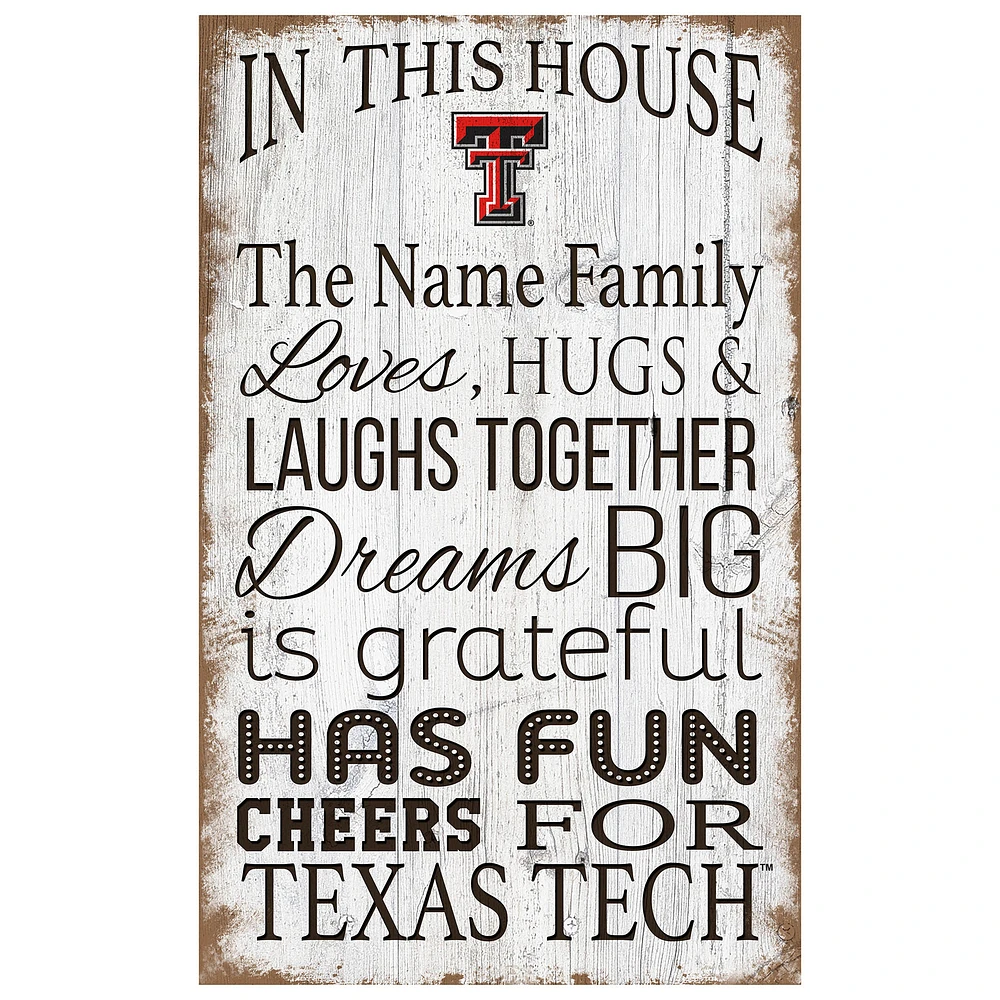 Texas Tech Red Raiders Personalized 11" x 19" In This House Sign