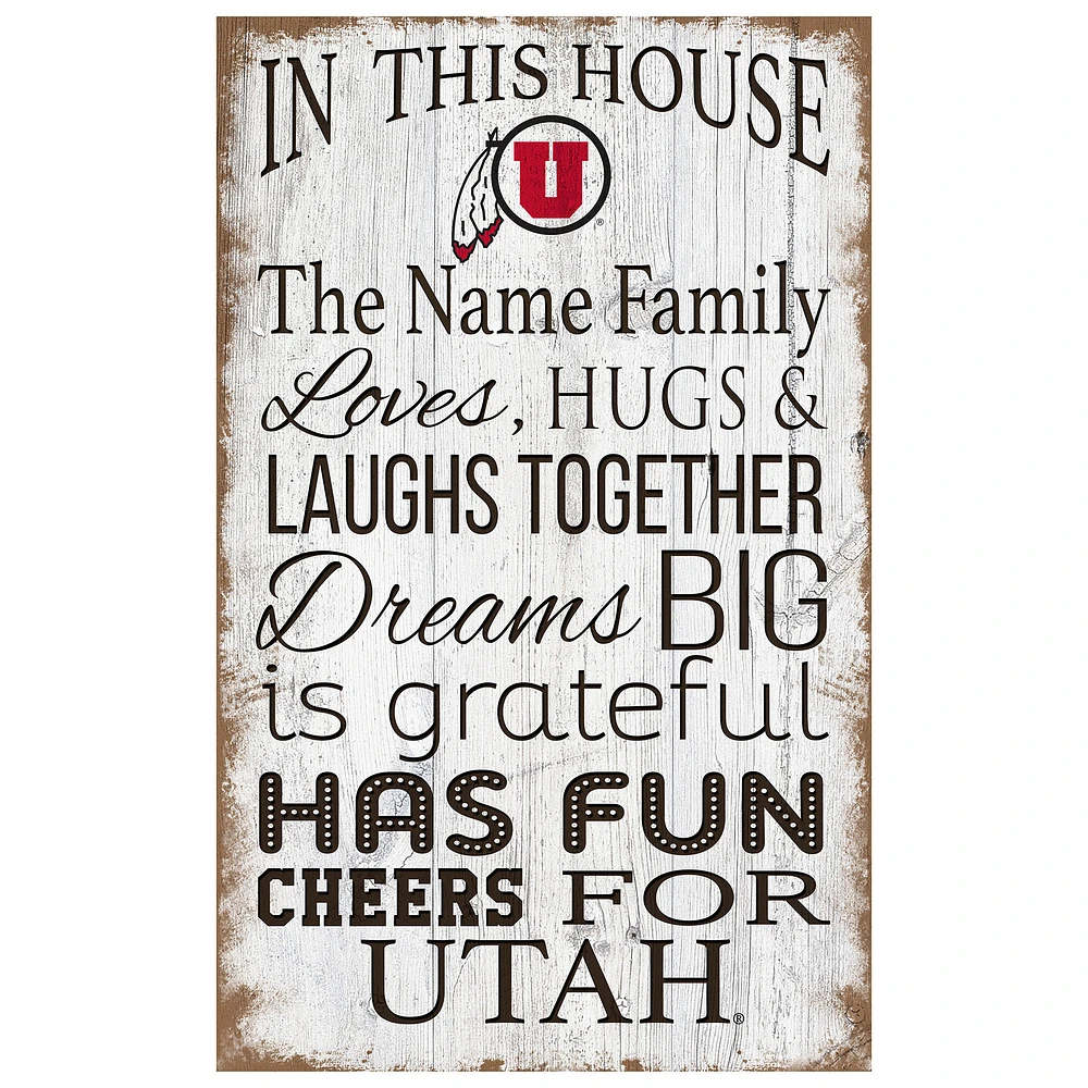 Utah Utes Personalized 11" x 19" In This House Sign