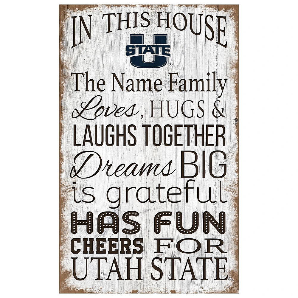 Utah State Aggies Personalized 11" x 19" In This House Sign